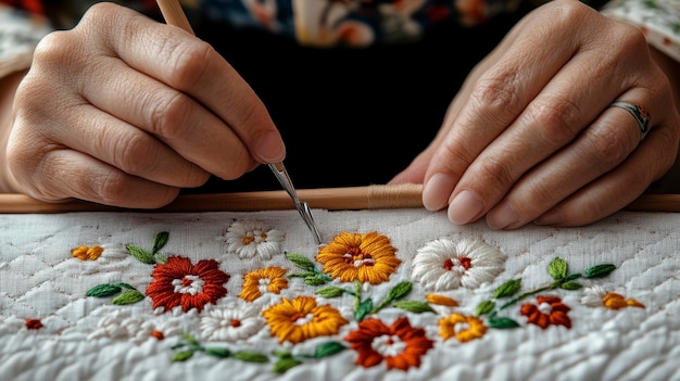 Osoba haftująca wzór